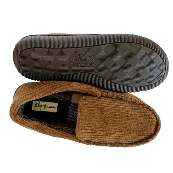 Dearfoams Men's Niles Corduroy Moccasin Slipper Size Small US 7-8 NEW - Picture 3 of 8